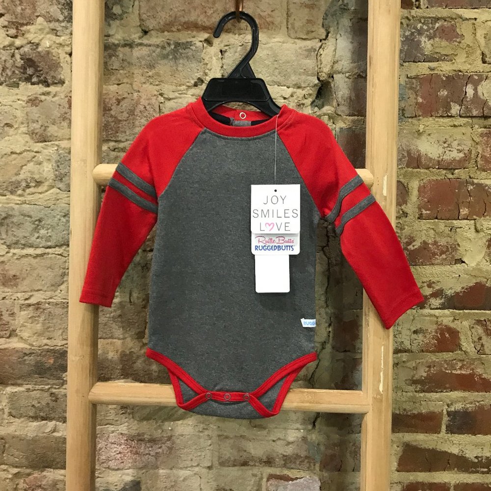 Slate & gray Stripe Raglan Henley Bodysuit